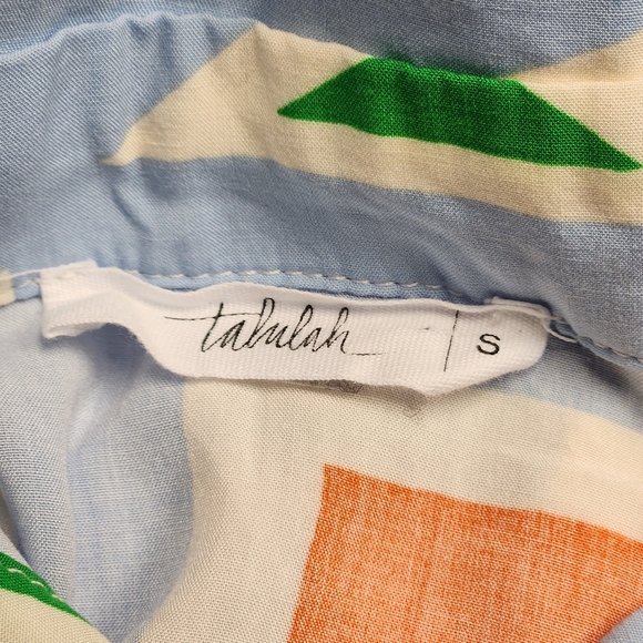 Talulah Oversized Multicolor Geometric Short Sleeve Button Down Shirt Size S - Picture 9 of 13
